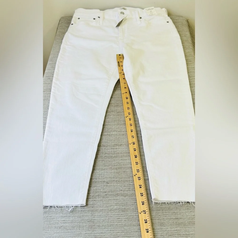 J Crew Jeans Womens 33 Skinny Leg‎ White Denim Raw Cuff High Rise 33x26” NWT